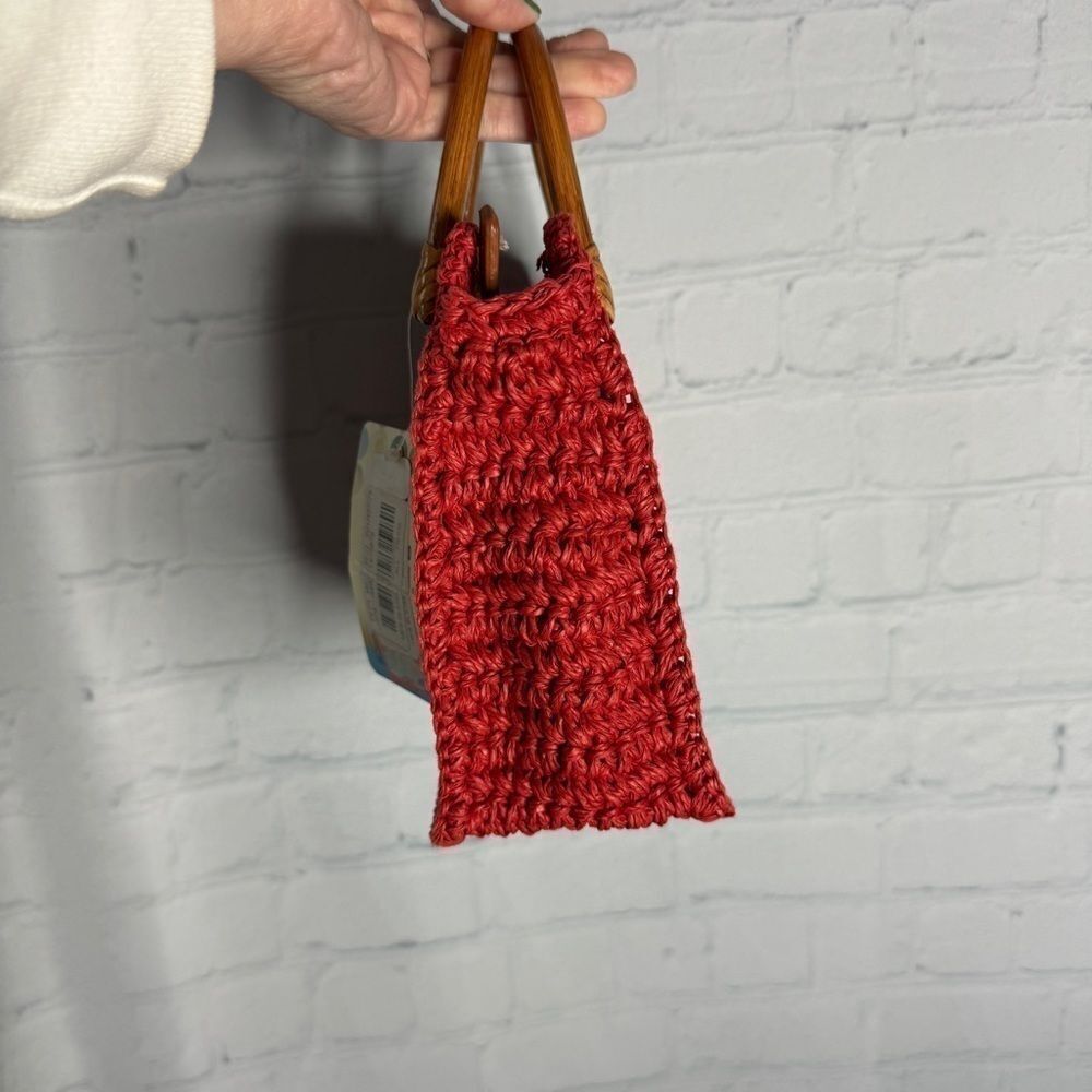 Vintage Fossil Woven Straw Bamboo Handle Tote Bag New Vacation Girly Cute - Picture 7 of 15